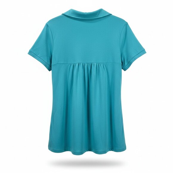 New Women’s Turquoise Collared Casual Top – Size Small - Picture 2 of 5